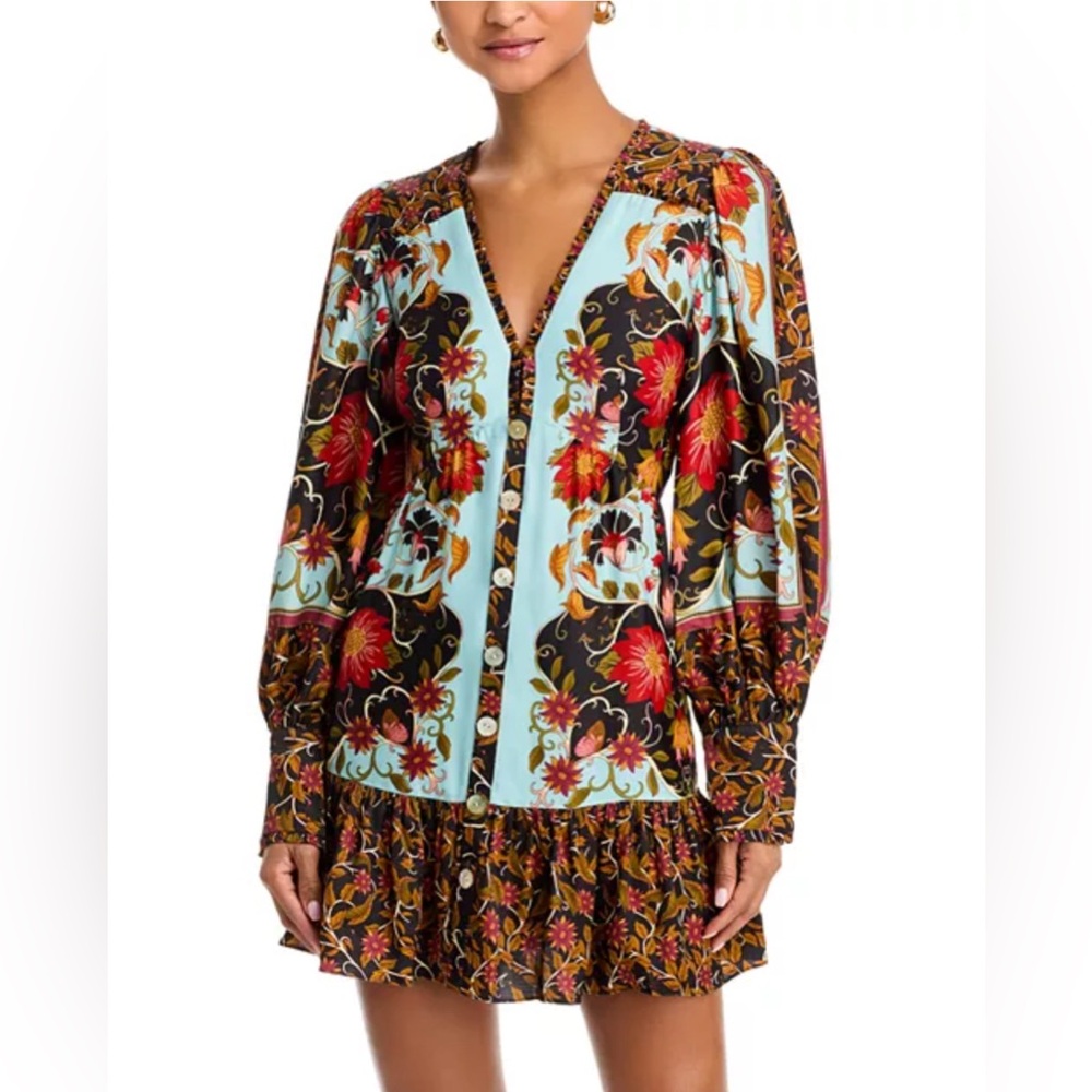 FARM Rio Colorful Floral Button-Down Dress